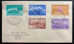 1961 Nukualofa Tonga Toga First Day Cover FDC 75th Anniversary Of Postal Service