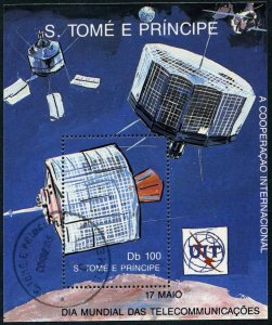 St Thomas & Prince Isls 906,CTO.Mi 1151 Bl.221.World Telecommunications Day 1989