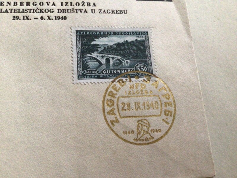 Yugoslavia 1940 Gold cancel stamps cover A11288