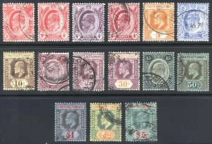 Malaya Straits 1906 3c-$5 EVII MCA SG 153-166 Sc 130/126 VFU Cat £160($205)