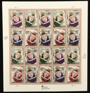 3883-3886 Christmas Holiday Ornaments MNH 37 cent  sheet of 20  FV $7.40 2004