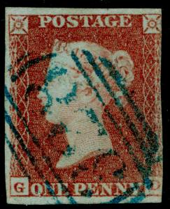 SG8, 1d red-brown, USED. Cat £250. BLUE POSTMARK.