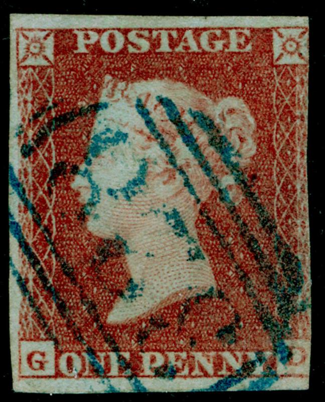 SG8, 1d red-brown, USED. Cat £250. BLUE POSTMARK.