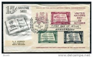 USA 1955 First Day Cover Sc 38  UN Special cancel