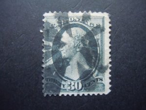 1873 #165 30c Hamilton Perf 12 Used  CV $135  Fancy Cancel