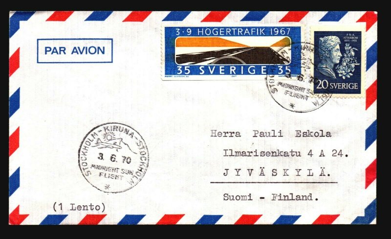 Sweden 1970 Midnight Sun Flight Cover - Z16787