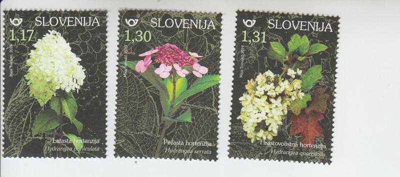 2019 Slovenia Hydrangeas Flowers (3) (Scott NA) MNH