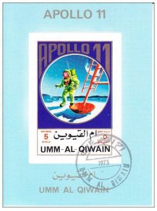 UMM AL QIWAIN SHEET USED IMPERF SPACE COSMONAUTS APOLLO 11