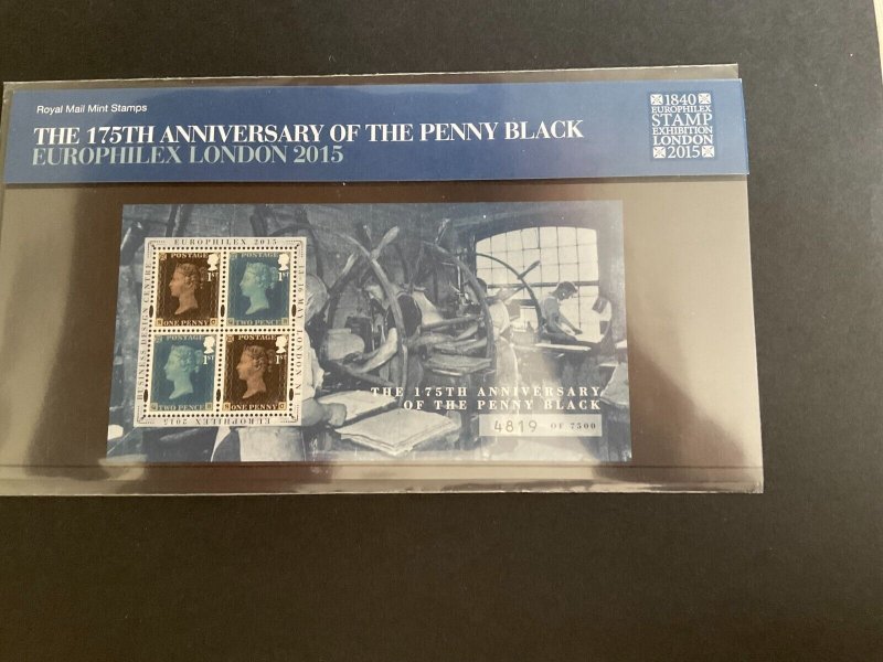 2015 175th Anniv of Penny Black M/Sheet Europhilex Ltd Edit Presentation Pack