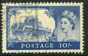 GREAT BRITAIN 1959 QE2 10sh EDINBURGH CASTLE DELARUE PRTG Sc 373 VFU