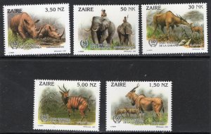 Thematic stamps ZAIRE 1993 GARAMBA NAT PARK 1412/16 mint
