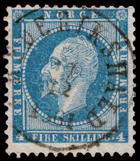 Norway Scott 4 (1856) Used F-VF, CV $20.00 C