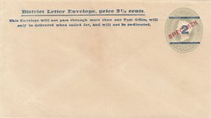 Ceylon - 2 1/2 c Queen Victoria SPECIMEN District Letter Envelope