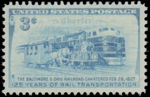 United States #1006, Complete Set, 1952, Trains, Never Hinged