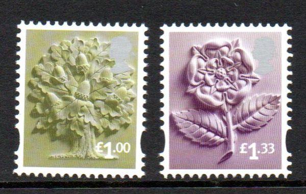 Great Britain England Sc 30-31 2015 £1.00 tree & £1.33 rose stamp set mint NH