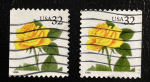 US #3049 Used - Yellow Rose 32c 1996 (2 copies)