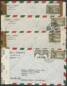 MEXICO 1943 4 commercial airmail censor cover to London....................56202