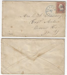 Circa 1865 - Scott 65 on cover - Colorado  [Territory] to NY -  H1020