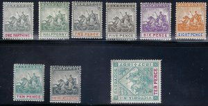 BARBADOS 1892 SG 105//114 SET OF 8 MINT HINGED LARGE TONED STAMP NOT COUNTED