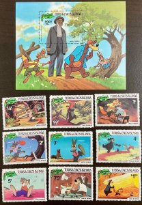 Turks & Caicos Disney Christmas 1981 Souvenir Sheet plus 9 singles