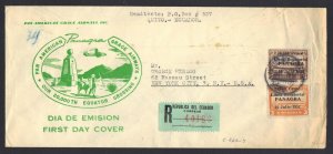 ECUADOR 1951 QUITO TO NY FDC ON PANAGRA PAN AMERICAN GRACE AIRWAYS