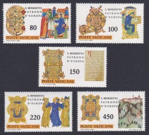 Vatican 1500th Birth Anniversary of St Benedict 5v 1980 MNH SC#668-672