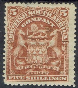 RHODESIA 1898 ARMS 5/-