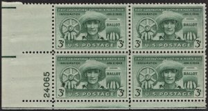 SC#983 3¢ Puerto Rico Election Plate Block: LL #24065 (1949) MDG*