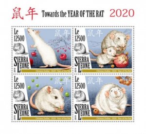 Sierra Leone - 2019 Chinese Year of the Rat - 4 Stamp Sheet - SRL191217a