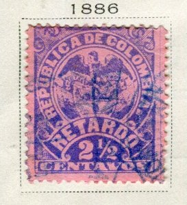 COLOMBIA; 1886 early classic Eagle type fine used 2.5c. value