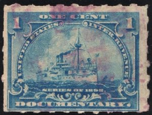 SC#R163p 1¢ Revenue: Documentary: Hyphen Hole Perf 7 (1898) Used