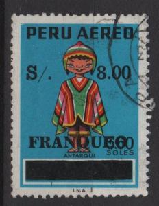 Peru 1977 - Scott C481 used - Surcharged issue, 8s on 3.60s