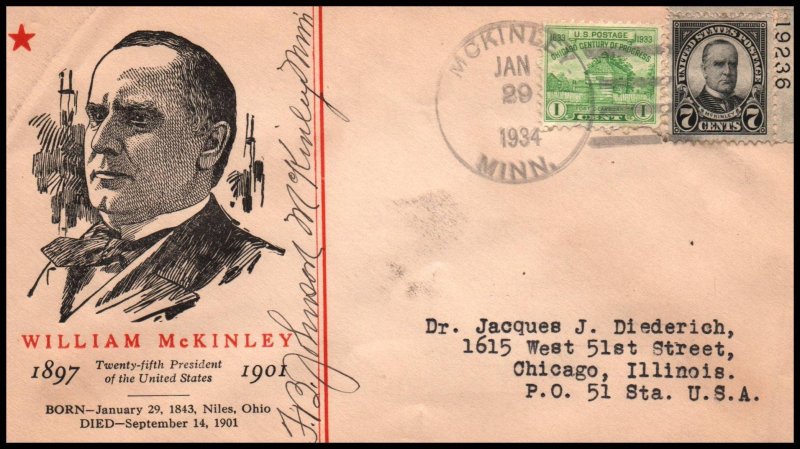 US William McKinley McKinley,MN 1934 Linprint Cover