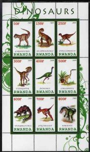 RWANDA - 2009 - Dinosaurs #1 - Perf 9v Sheet - MNH - Private Issue