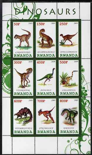 RWANDA - 2009 - Dinosaurs #1 - Perf 9v Sheet - MNH - Private Issue