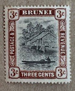 Brunei 1907 3c grey-black and chocolate. Scott 17, CV $12.50.  SG 25