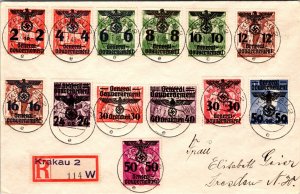 1940 Krakau General Government Germany Stamps Registered  Cover to Dresden
