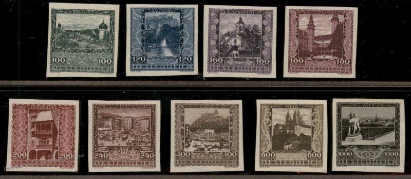 Austria 1923 Scenery Set Mi433-441 Imperf Mint Never Hinged 1VLH Set 73985