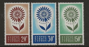 Cyprus 244-46   1964  set 3  VF  Mint  hinged