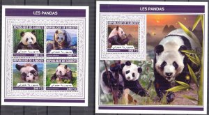 Djibouti 2018 Pandas sheet + S/S MNH