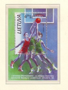 Lithuania Sc 557 1996 Olympics Basketball Medal stamp sheet mint NH