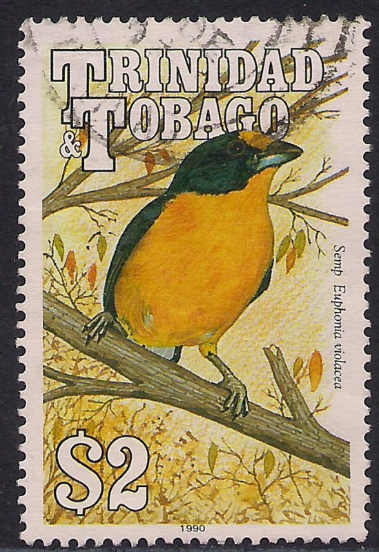 Trinidad & Tobago 1990 QE2 $2 Semp Euphonia violacea used SG 841 ( L1138 )