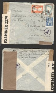 ARGENTINA TO GERMANY - CENSORSHIP AIRMAIL COVER - MULTI-FRANKED - 1943.