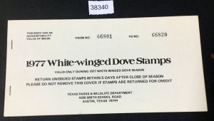 MOMEN: US STAMPS   1977 WHITE WINGED DOVE STAMPS MINT OG NH  BOOKLET LOT #38340