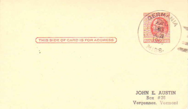 United States Mississippi Germania 1953 4f-bar  1909-1953  Postal Card  Phila...