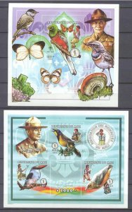 Mali 942-43 MNH imperf. s/s Scouts/Birds/Butterflies