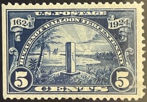 Scott #616 1924 5¢ Huguenot-Walloon unused lightly hinged