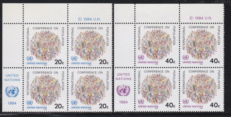 United Nations -New York #  417-418, Inscription Blocks of Four, NH, 1/3 Cat.