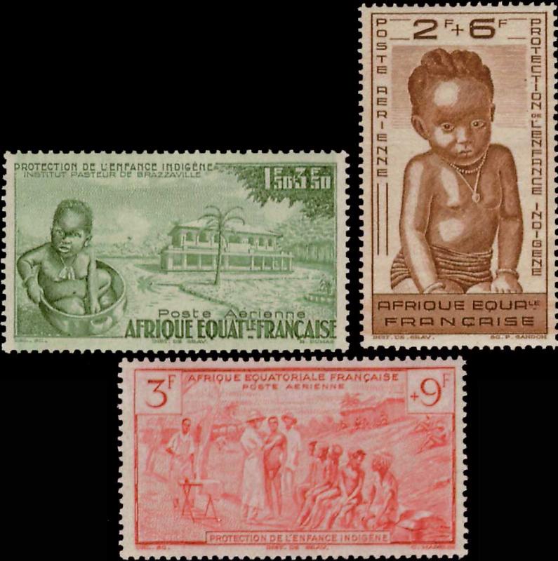 French Equatorial Africa Scott CB2-CB4 Mint never hinged.