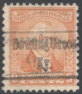 US Sc 714 Used 9c Washington, ERROR - Double BOWLING GREEN / KY.  Precancel F-VF